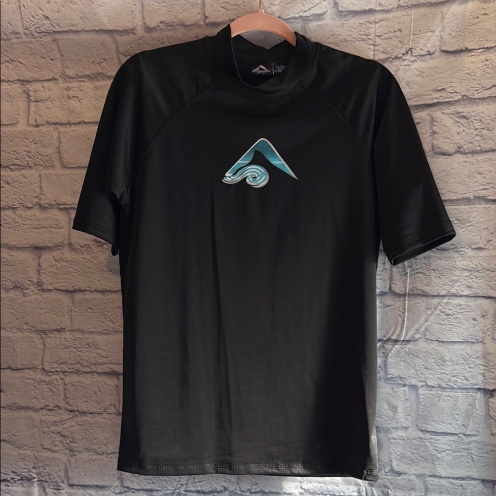 Black Surf Logo Men's Swim Shirt Size Small